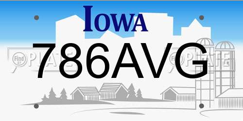 786AVG Iowa License Plate
