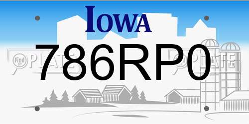 786RP0 Iowa License Plate