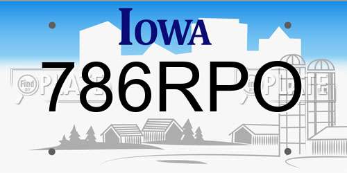 786RPO Iowa License Plate