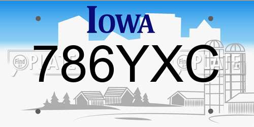786YXC Iowa License Plate