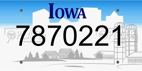 7870221 Iowa License Plate