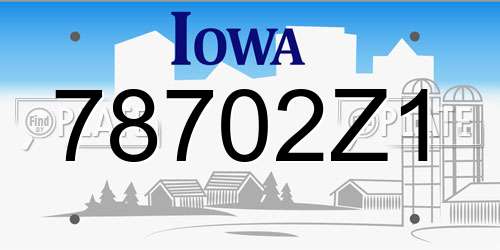 78702Z1 Iowa License Plate