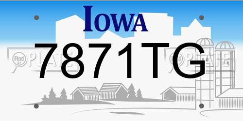 7871TG Iowa License Plate