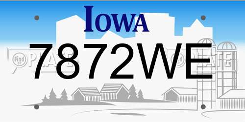 7872WE Iowa License Plate