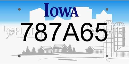 787A65 Iowa License Plate