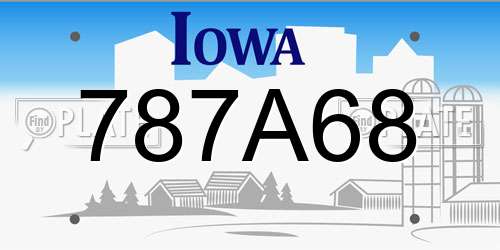 787A68 Iowa License Plate