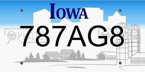 787AG8 Iowa License Plate