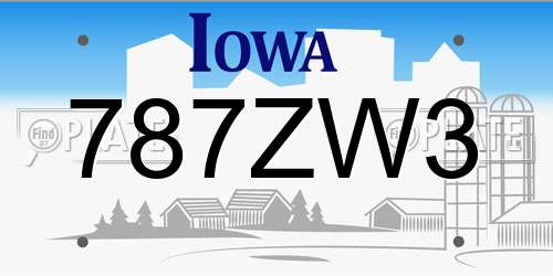 787ZW3 Iowa License Plate