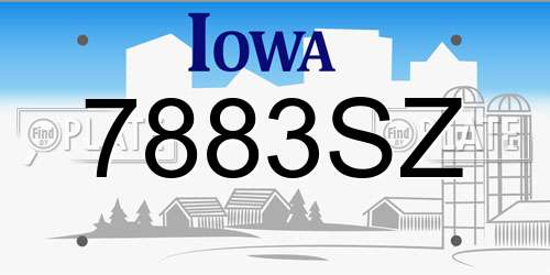 7883SZ Iowa License Plate