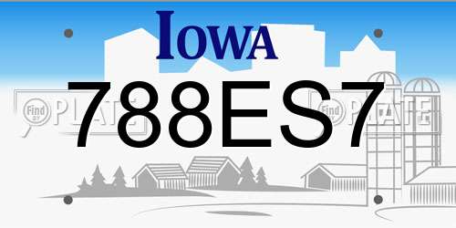 788ES7 Iowa License Plate
