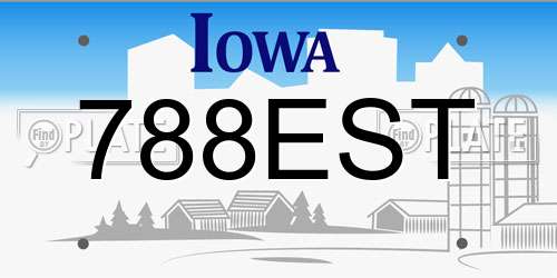 788EST Iowa License Plate