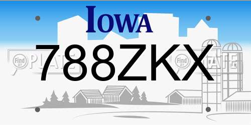 788ZKX Iowa License Plate
