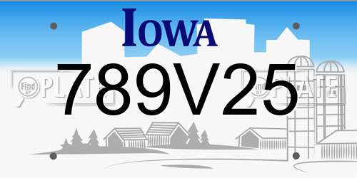 789V25 Iowa License Plate