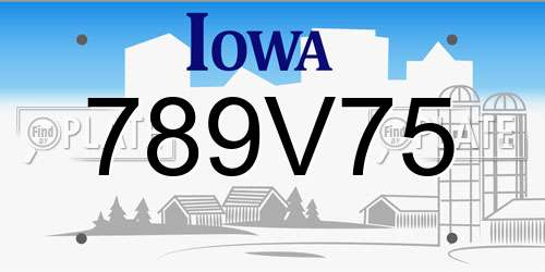 789V75 Iowa License Plate