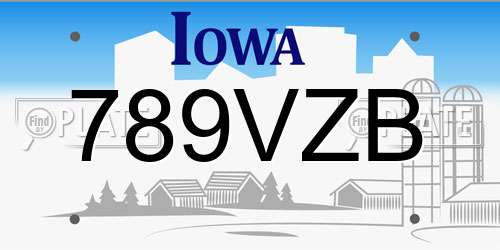 789VZB Iowa License Plate