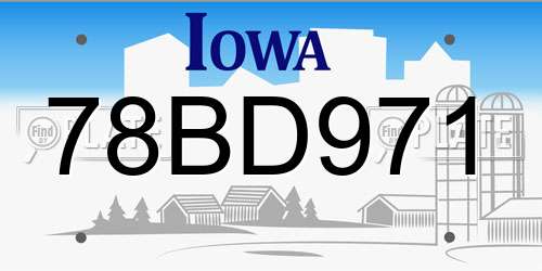 78BD971 Iowa License Plate