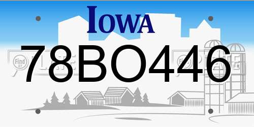 78BO446 Iowa License Plate