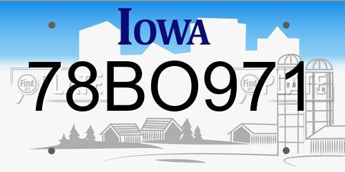 78BO971 Iowa License Plate