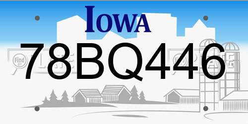 78BQ446 Iowa License Plate