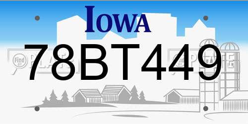78BT449 Iowa License Plate