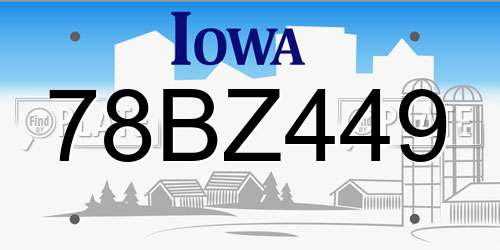 78BZ449 Iowa License Plate