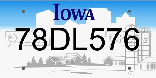 78DL576 Iowa License Plate