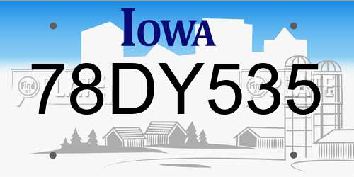 78DY535 Iowa License Plate