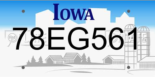 78EG561 Iowa License Plate