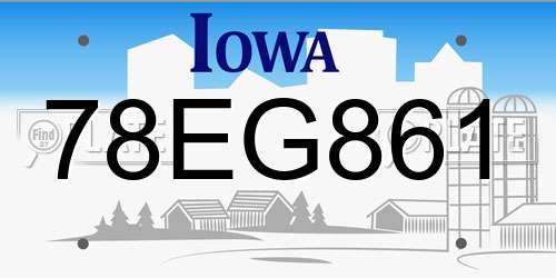 78EG861 Iowa License Plate