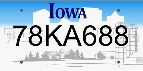 78KA688 Iowa License Plate