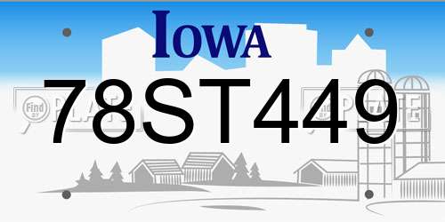 78ST449 Iowa License Plate
