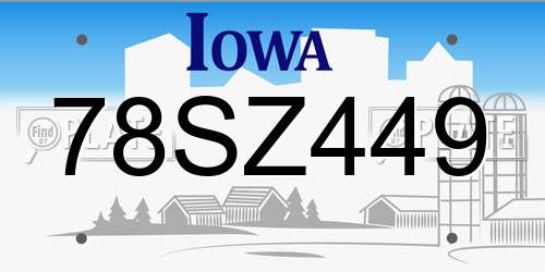 78SZ449 Iowa License Plate