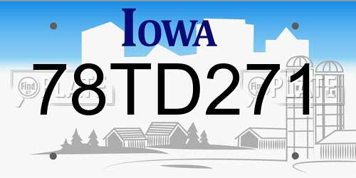 78TD271 Iowa License Plate