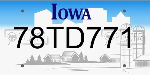 78TD771 Iowa License Plate