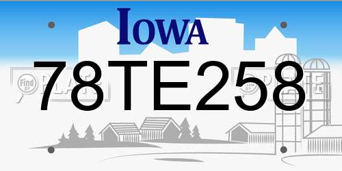 78TE258 Iowa License Plate