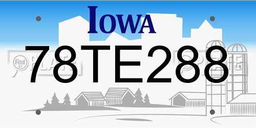 78TE288 Iowa License Plate