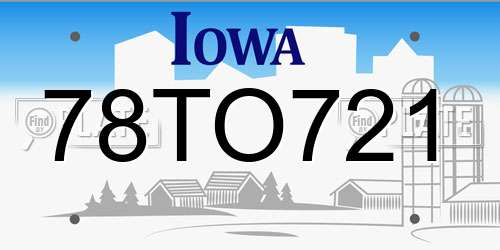 78TO721 Iowa License Plate