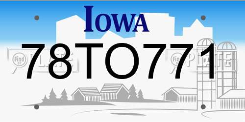 78TO771 Iowa License Plate