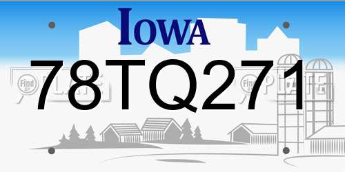 78TQ271 Iowa License Plate