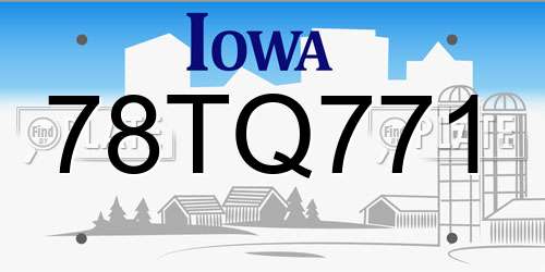 78TQ771 Iowa License Plate