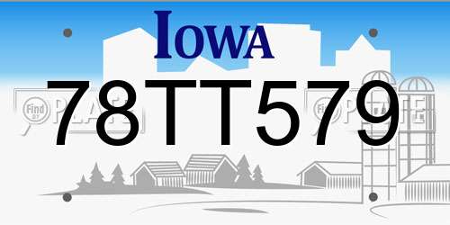78TT579 Iowa License Plate