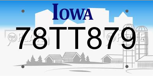 78TT879 Iowa License Plate
