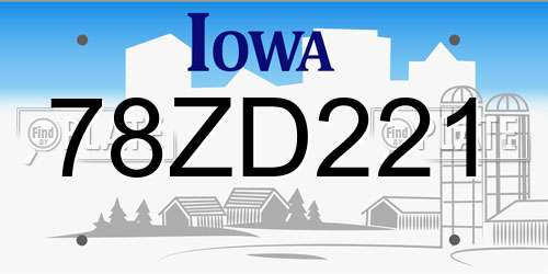 78ZD221 Iowa License Plate