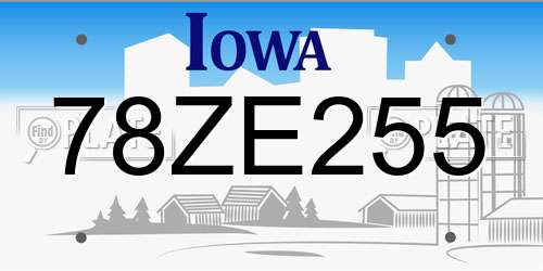 78ZE255 Iowa License Plate