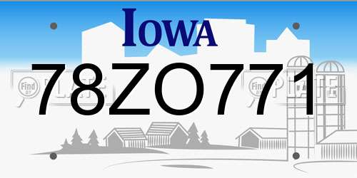 78ZO771 Iowa License Plate