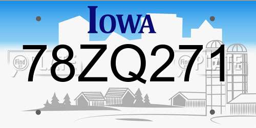 78ZQ271 Iowa License Plate