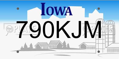 790KJM Iowa License Plate