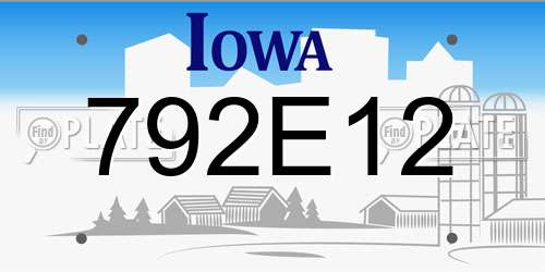 792E12 Iowa License Plate