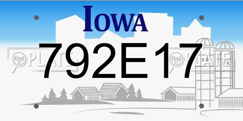 792E17 Iowa License Plate