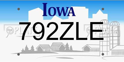 792ZLE Iowa License Plate